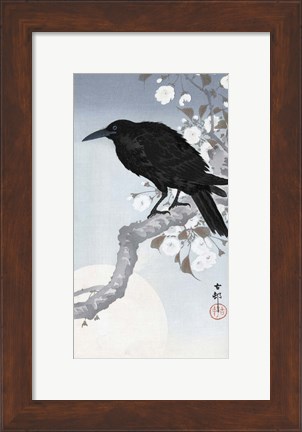 Framed Crow at Full Moon, 1900-1930 Print