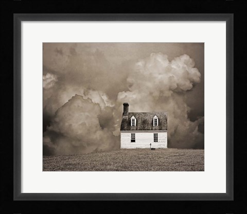 Framed Lone House in Brown Print