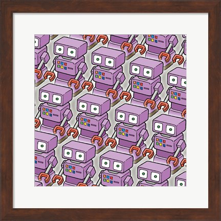 Framed Purple Robo Army Print