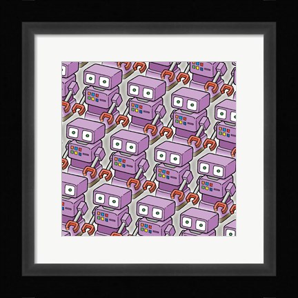 Framed Purple Robo Army Print