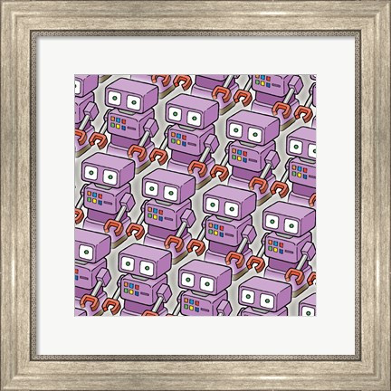 Framed Purple Robo Army Print