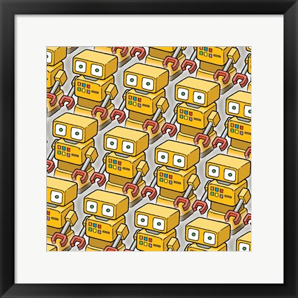 Framed Yellow Robo Army Print