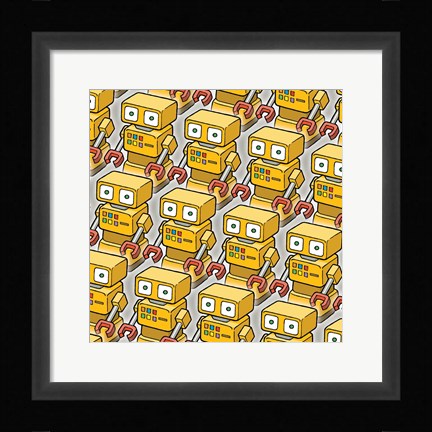 Framed Yellow Robo Army Print