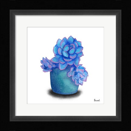 Framed Turquoise Succulents I Print