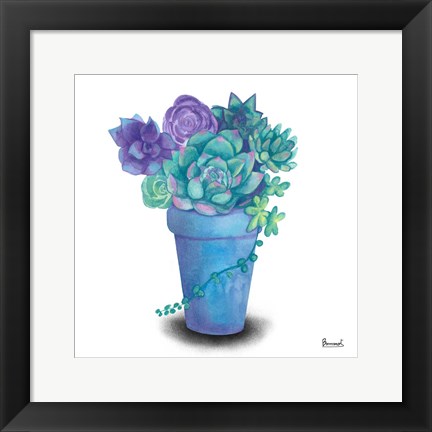Framed Turquoise Succulents IV Print
