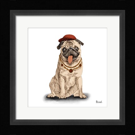 Framed Pugs in Hats I Print