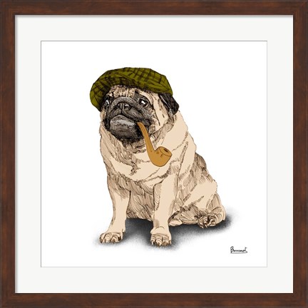 Framed Pugs in Hats II Print