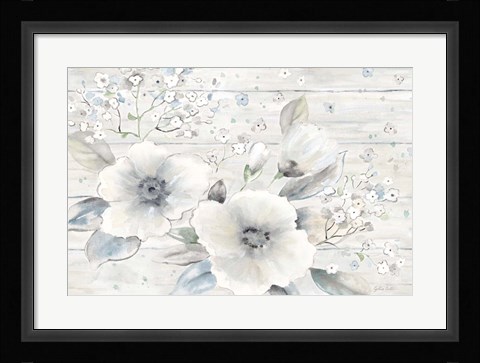 Framed Vintage Bouquet on Wood landscape Print