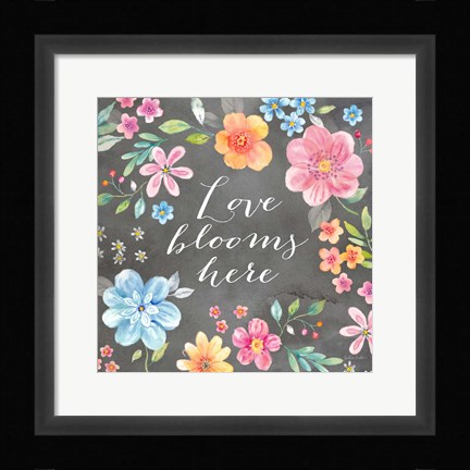 Framed Whimsical Blooms Sentiment Black II Print