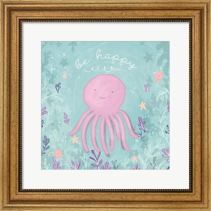 Framed Mermaid and Octopus II Print