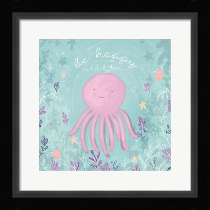 Framed Mermaid and Octopus II Print