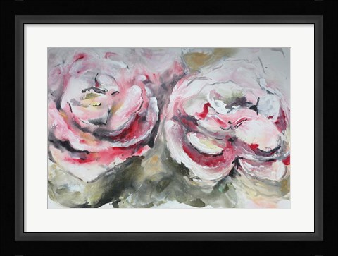 Framed Pair of Pink Roses Landscape Print