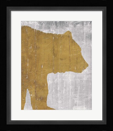 Framed Rustic Lodge Animals Bear on Grey Print