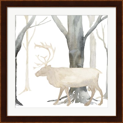 Framed Winter Forest Elk Print