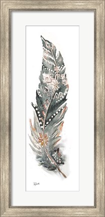 Framed Tribal Feather Neutral Panel IV Print