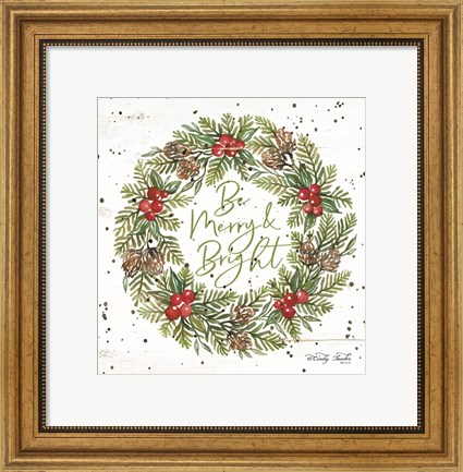 Framed Be Merry &amp; Bright Wreath Print