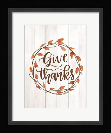 Framed Give Thanks Wreath Print