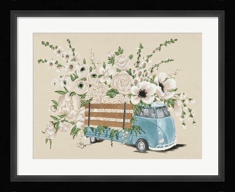 Framed VW Bus White Print