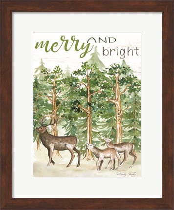Framed Merry &amp; Bright Deer Print