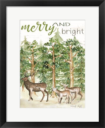 Framed Merry &amp; Bright Deer Print