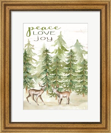 Framed Peace Love Joy Deer Print
