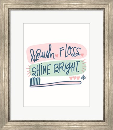 Framed Brush, Floss, Shine Bright Print