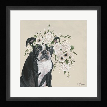 Framed Dog and Flower Print