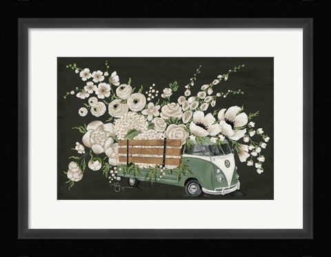 Framed VW Bus Black Print
