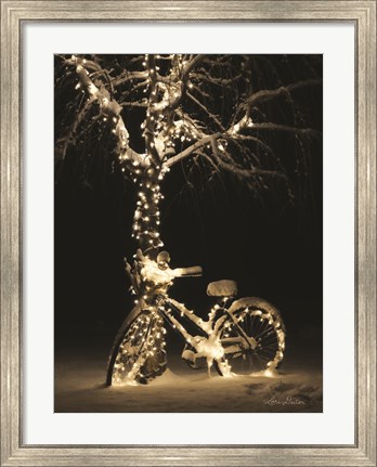 Framed Snowy Bicycle Print