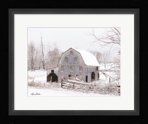 Framed Blue Tinted Barn Print
