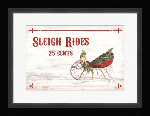 Framed Sleigh Rides 25 Cents Print
