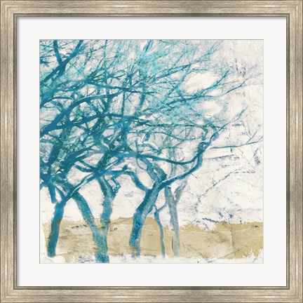 Framed Turquoise Trees I Print