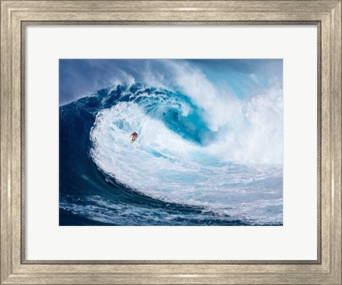 Framed Surfing the Big Wave, Tasmania Print