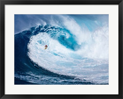 Framed Surfing the Big Wave, Tasmania Print