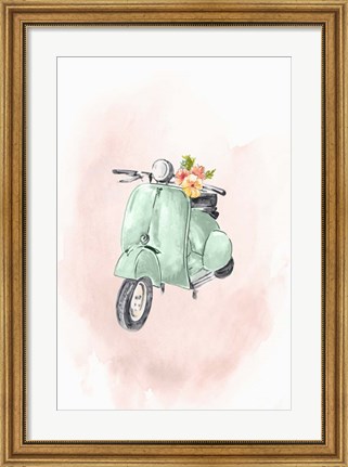Framed Green Bike Print