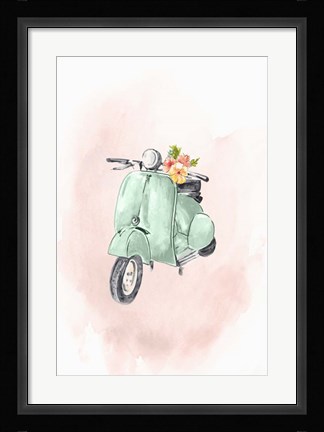 Framed Green Bike Print
