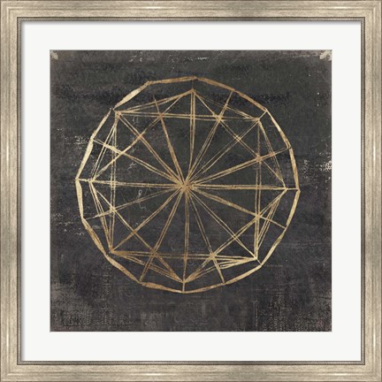 Framed Golden Wheel I Print