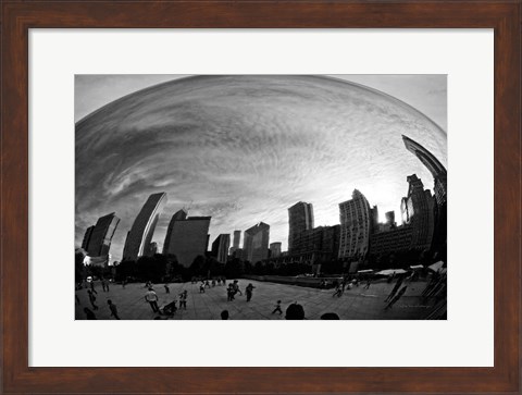 Framed Bean Chicago BW Print