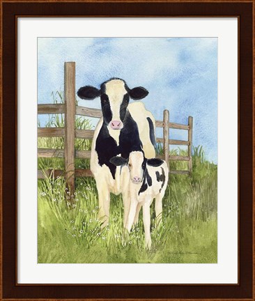 Framed Farm Family Cows Print
