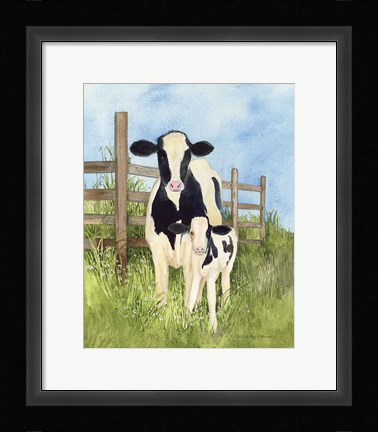 Framed Farm Family Cows Print
