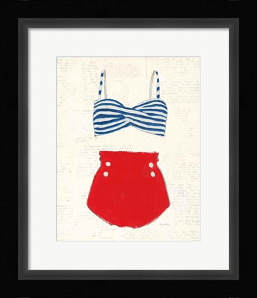 Framed Retro Swimwear IV Newsprint Print