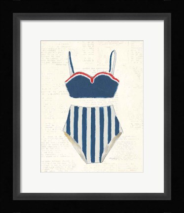 Framed Retro Swimwear III Newsprint Print