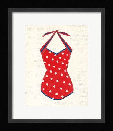 Framed Retro Swimwear II Newsprint Print