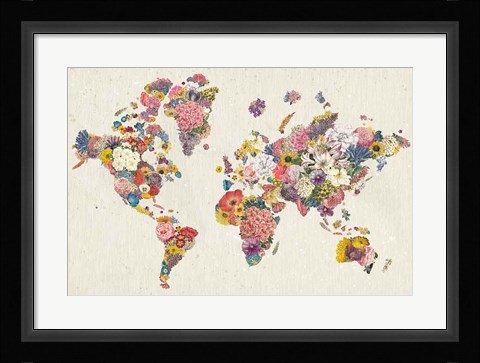 Framed Botanical Floral Map Light Print