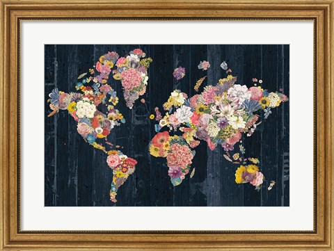 Framed Botanical Floral Map Print