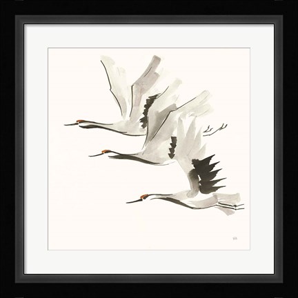 Framed Zen Cranes II Warm Print