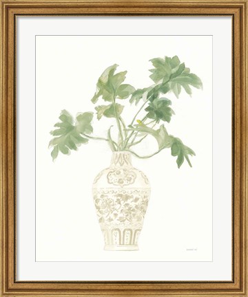 Framed Palm Chinoiserie III Sage Print