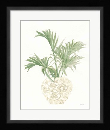 Framed Palm Chinoiserie II Sage Print