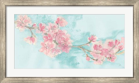 Framed Cherry Blossom II Teal Print