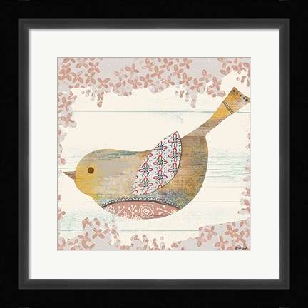 Framed Wooden Bird Print